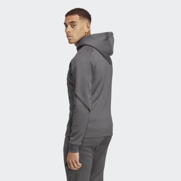 Sweat à Capuche Entièrement Zippé Gris Conçu Pour Gameday Adidas