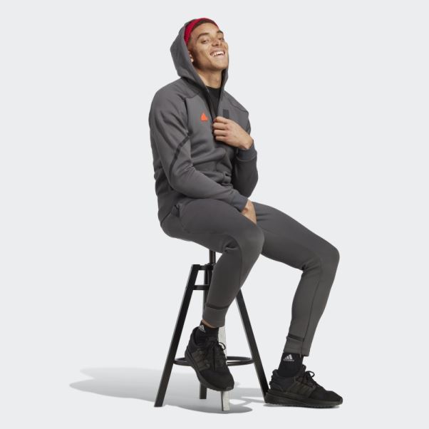 Sweat à Capuche Entièrement Zippé Gris Conçu Pour Gameday Adidas