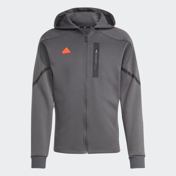 Sweat à Capuche Entièrement Zippé Gris Conçu Pour Gameday Adidas