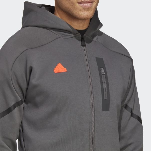 Sweat à Capuche Entièrement Zippé Gris Conçu Pour Gameday Adidas