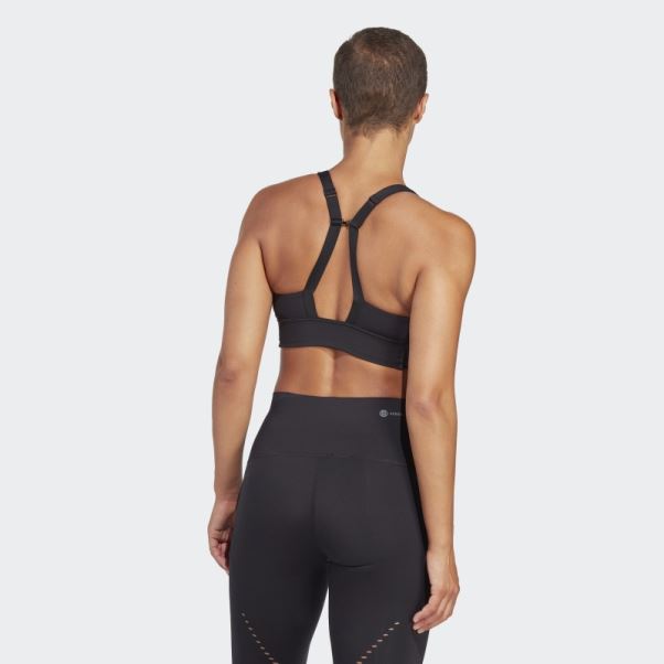 Brassière Montante à Maintien Moyen Adidas Powerimpact Luxe Training Noir