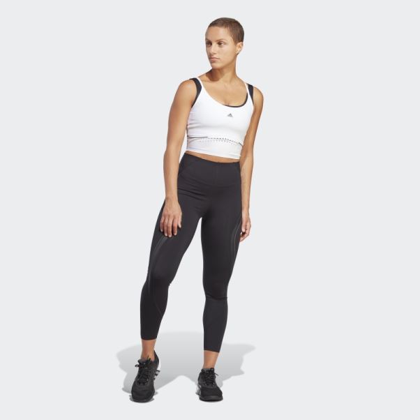 Brassière Montante à Maintien Moyen Adidas Powerimpact Luxe Training Noir