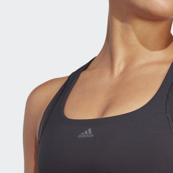 Brassière Montante à Maintien Moyen Adidas Powerimpact Luxe Training Noir