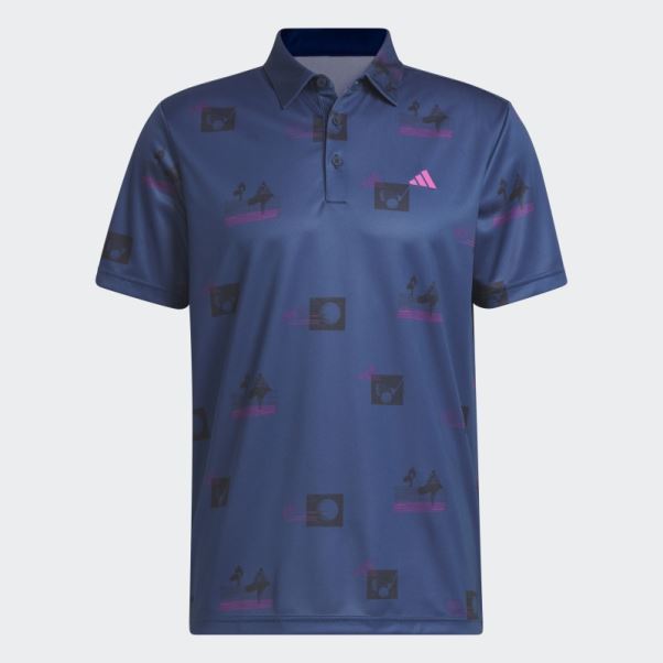 Polo Adidas Bleu Marine à Imprimé Intégral