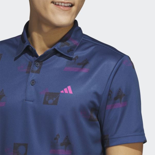 Polo Adidas Bleu Marine à Imprimé Intégral