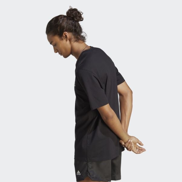 Adidas Essentials Single Jersey Brodé Petit Logo T-shirt Noir