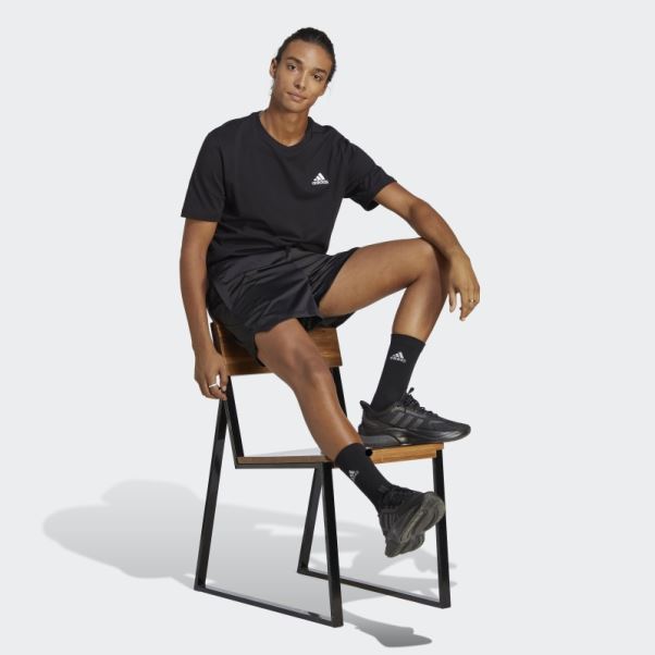 Adidas Essentials Single Jersey Brodé Petit Logo T-shirt Noir
