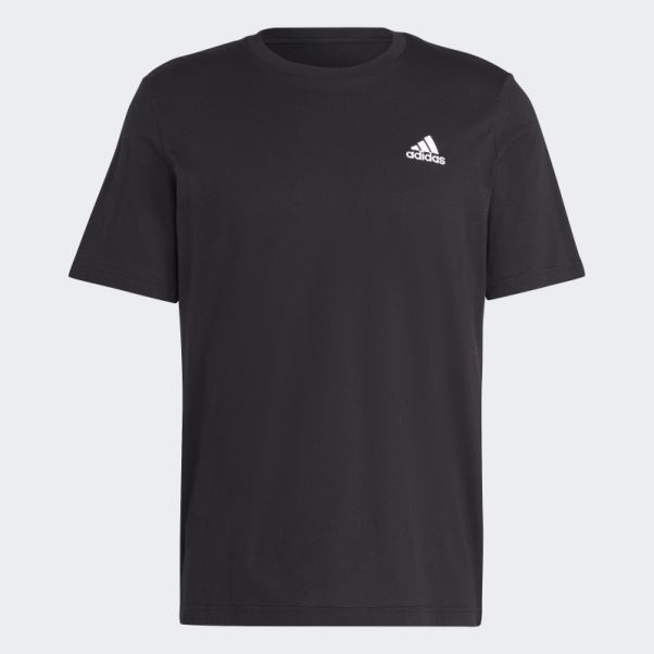Adidas Essentials Single Jersey Brodé Petit Logo T-shirt Noir