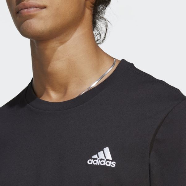 Adidas Essentials Single Jersey Brodé Petit Logo T-shirt Noir