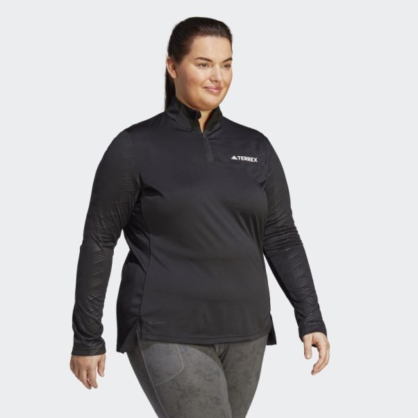 T-shirt à Manches Longues Demi-zip Adidas Terrex Multi Noir (taille Plus)