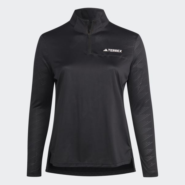 T-shirt à Manches Longues Demi-zip Adidas Terrex Multi Noir (taille Plus)
