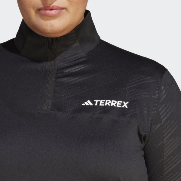 T-shirt à Manches Longues Demi-zip Adidas Terrex Multi Noir (taille Plus)