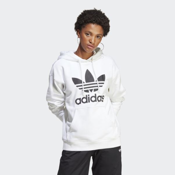 Sweat à Capuche Adidas Trèfle Blanc