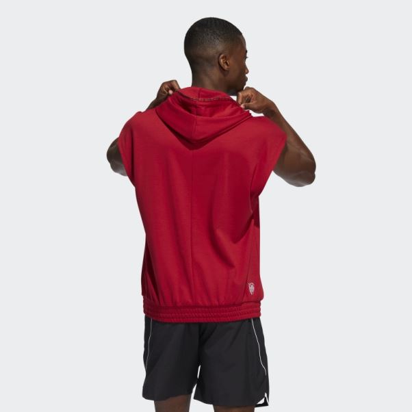Donovan Mitchell Sweat à Capuche Manches Courtes Adidas Victoire Rouge
