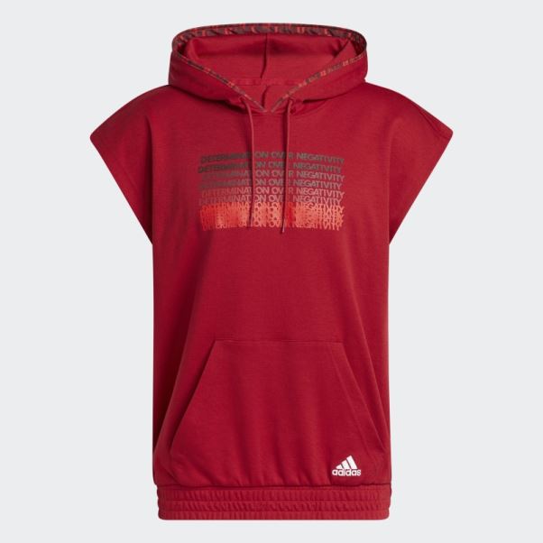Donovan Mitchell Sweat à Capuche Manches Courtes Adidas Victoire Rouge