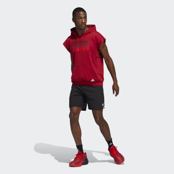 Donovan Mitchell Sweat à Capuche Manches Courtes Adidas Victoire Rouge