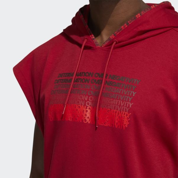 Donovan Mitchell Sweat à Capuche Manches Courtes Adidas Victoire Rouge