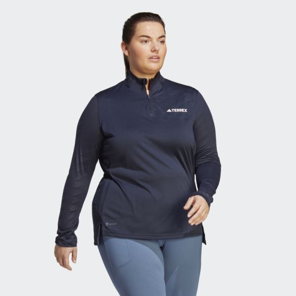 Encre Adidas Terrex Multi Demi-zip à Manches Longues (taille Plus)