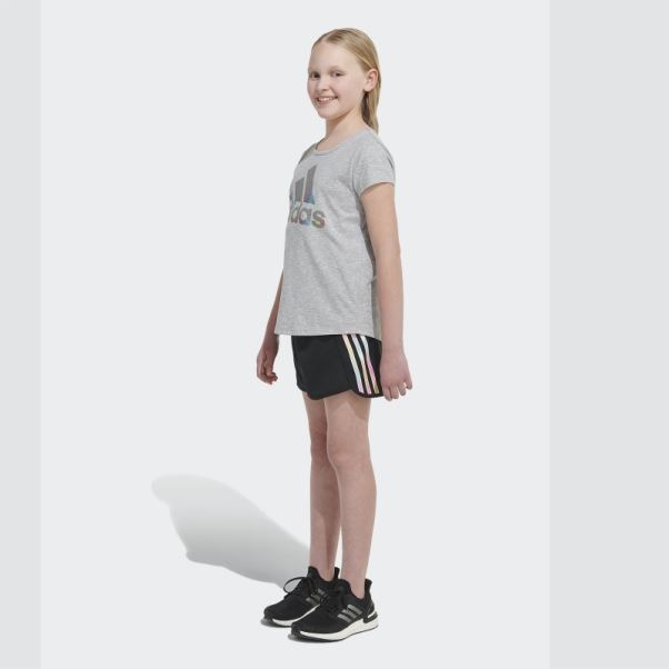 Adidas Short En Maille à Rayures Dégradées (taille étendue) Noir