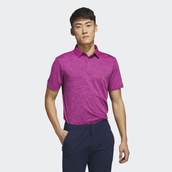 Adidas Polo De Golf En Jacquard Texturé Fuchsia