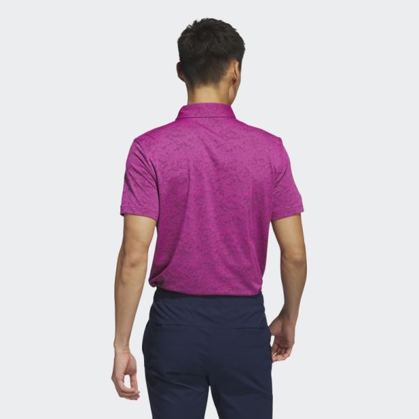 Adidas Polo De Golf En Jacquard Texturé Fuchsia