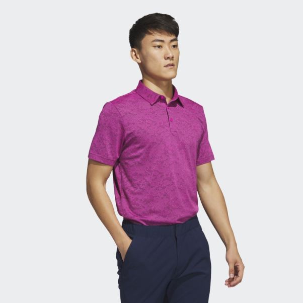 Adidas Polo De Golf En Jacquard Texturé Fuchsia