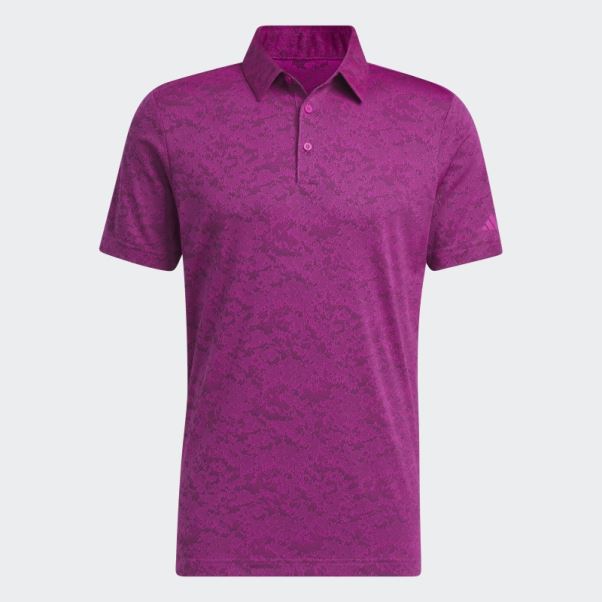 Adidas Polo De Golf En Jacquard Texturé Fuchsia