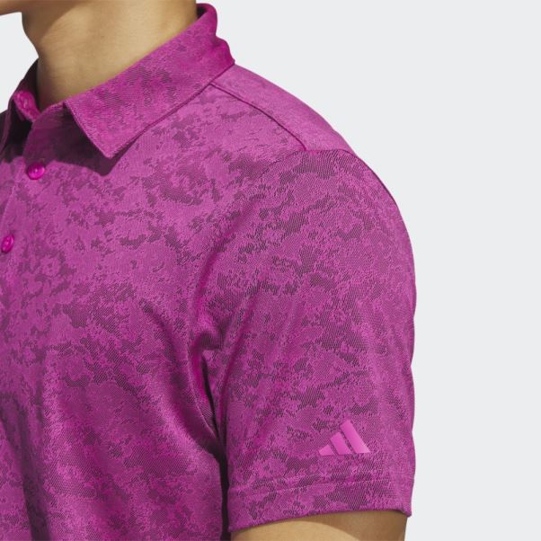 Adidas Polo De Golf En Jacquard Texturé Fuchsia