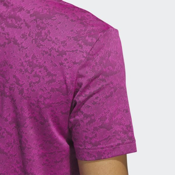 Adidas Polo De Golf En Jacquard Texturé Fuchsia