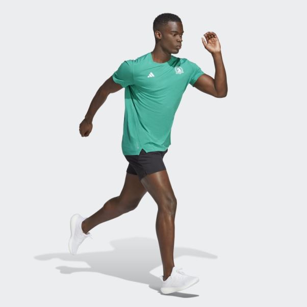 Adidas Boston Marathon 2023 Nature Running Tee Court Vert
