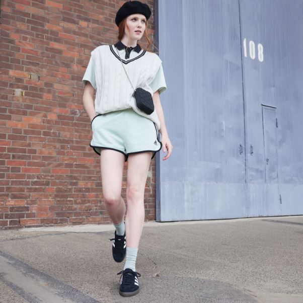 Short Taille Haute En Molleton Vert Adidas