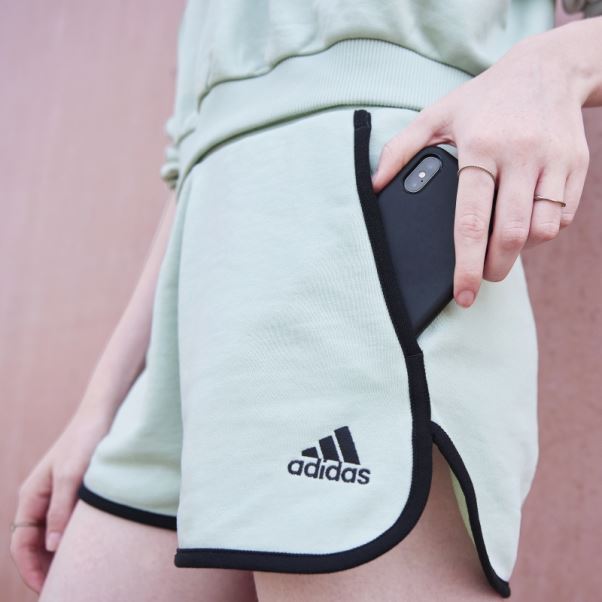 Adidas Short Taille Haute En Tissu éponge Vert
