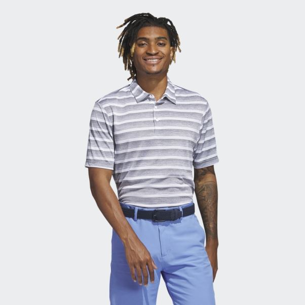 Polo Gris Rayé Bicolore Adidas