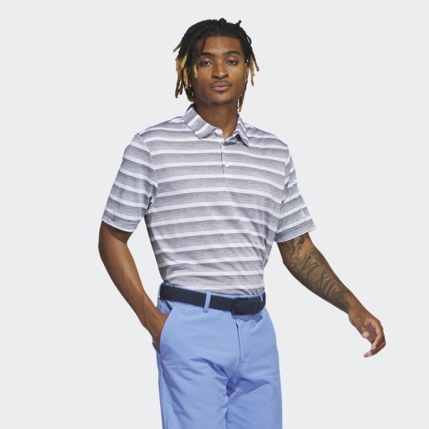 Polo Gris Rayé Bicolore Adidas