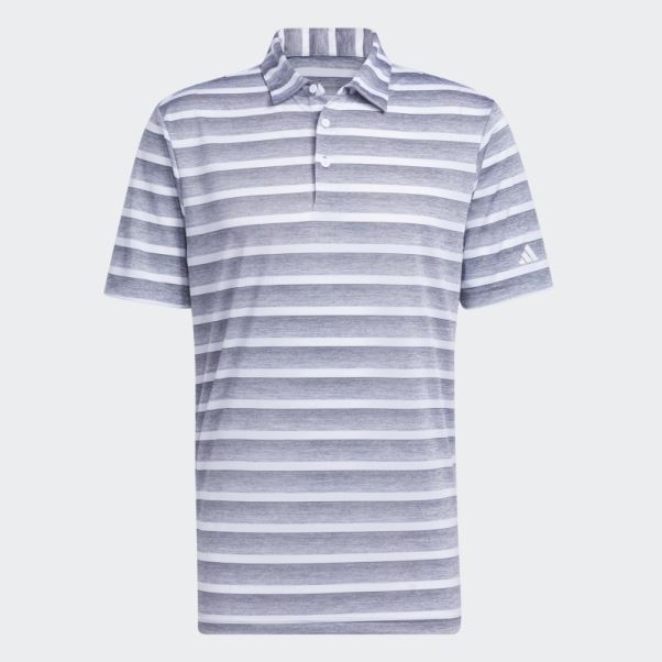 Polo Gris Rayé Bicolore Adidas