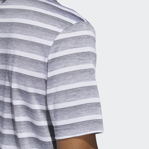 Polo Gris Rayé Bicolore Adidas