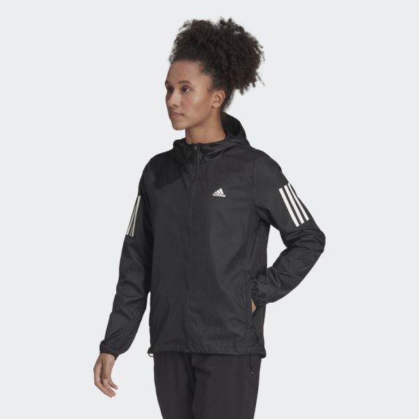 Adidas Noir Propre La Course Coupe-vent à Capuche Mode