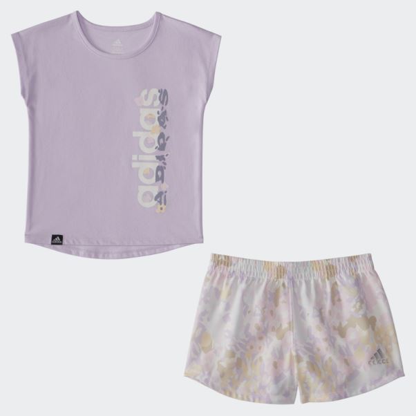 Adidas Igtee Wvn Aop Short Set Violet Teinte Mel