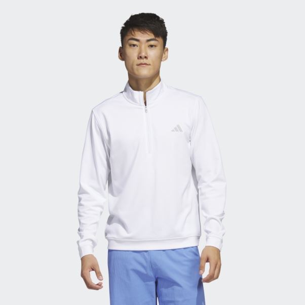 Sweat 1/4 Zip Surélevé Blanc Adidas