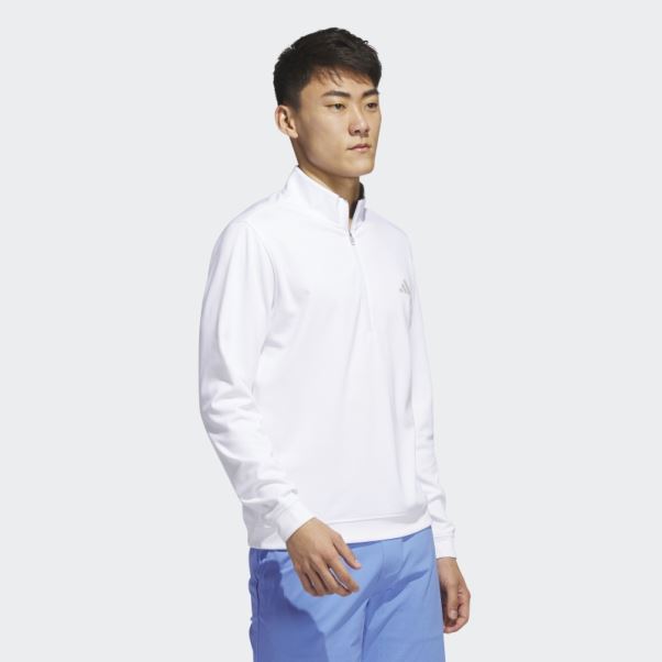 Sweat 1/4 Zip Surélevé Blanc Adidas