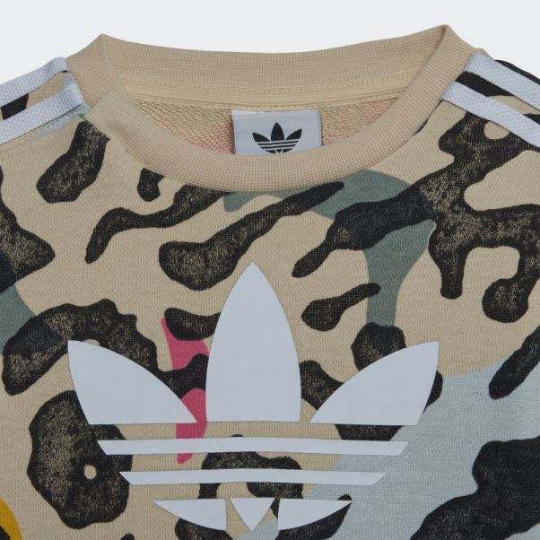 Mode Adidas Ensemble D'équipage Imprimé Animal Multicolore