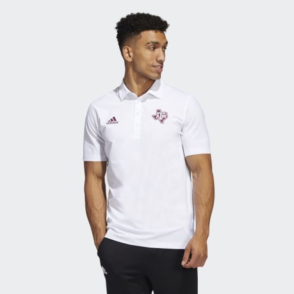 Adidas Polo Blanc Des Entraîneurs Du Stade Aggies