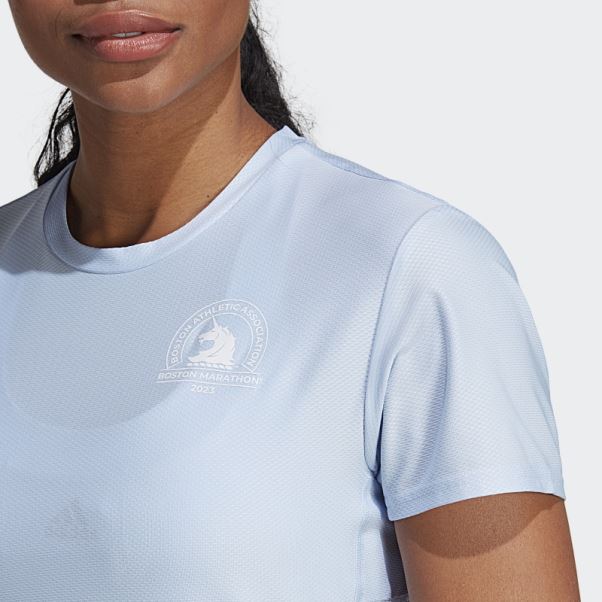 Boston Marathon 2023 Running Tee Bleu Aube Adidas
