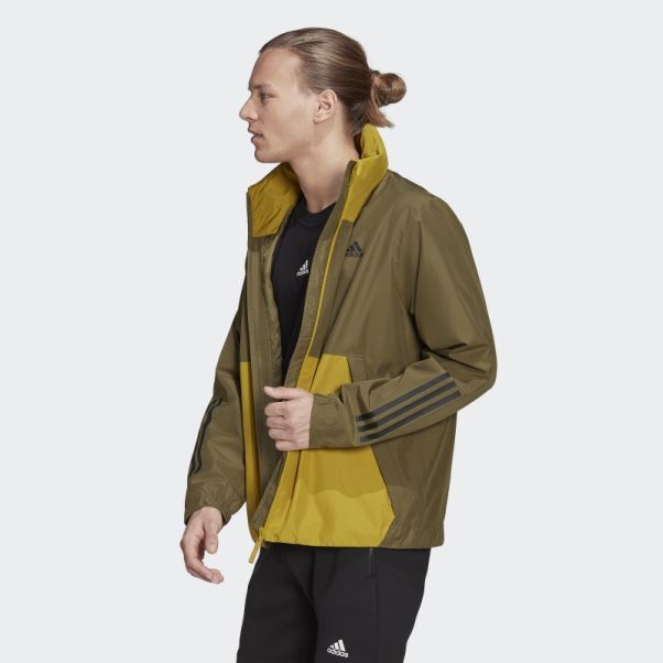 Veste Bsc 3-stripes Rain.rdy Adidas Vert Oxyde