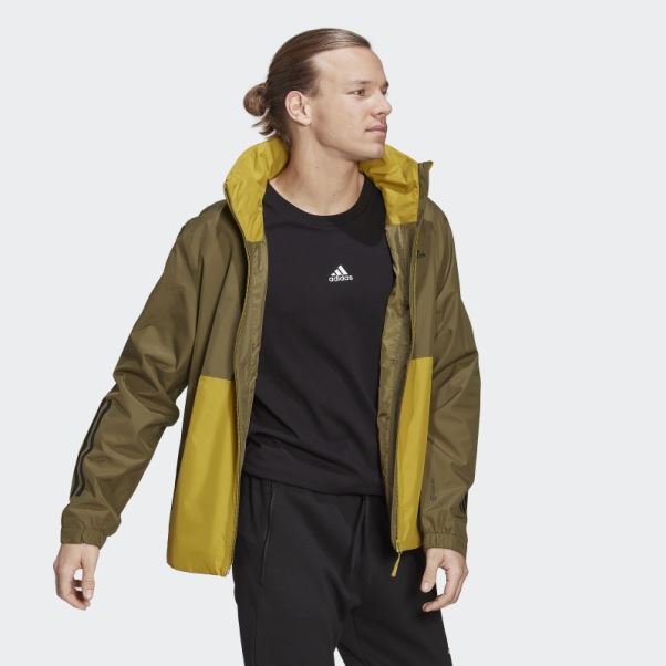 Veste Bsc 3-stripes Rain.rdy Adidas Vert Oxyde