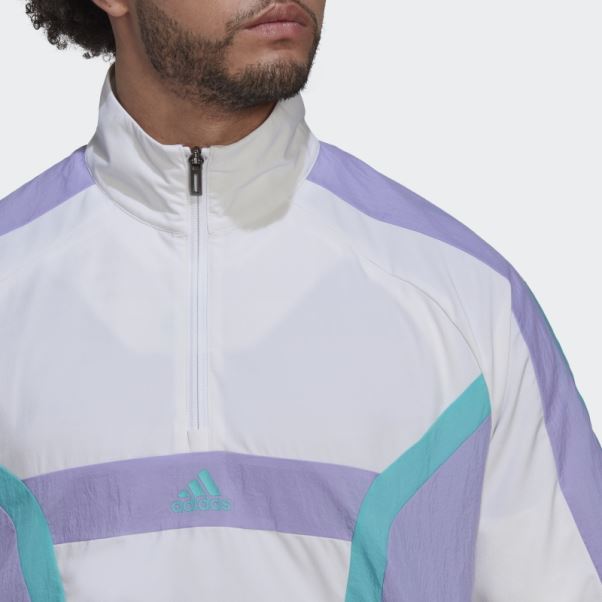 Adidas Top D'entrainement Zip Quart Blanc