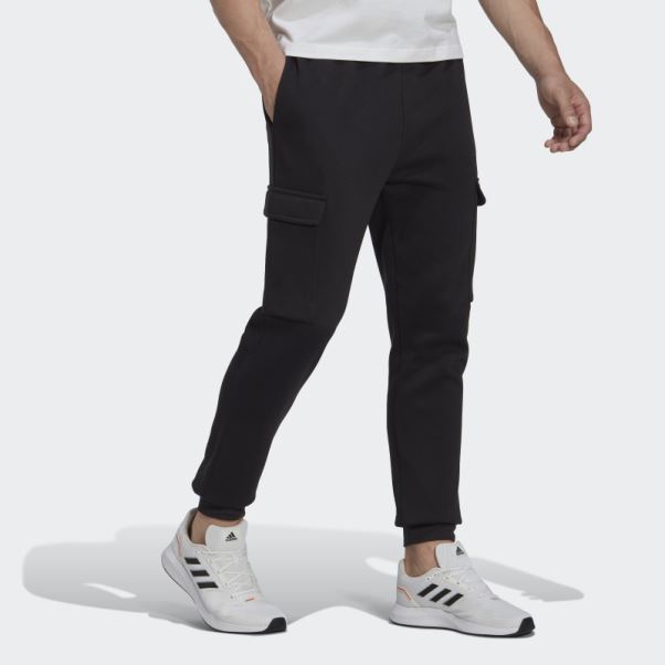 Pantalon Cargo Fuselé Regular En Molleton Essentials Noir Adidas