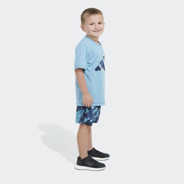 Short Adidas Poly Tee Camo Bleu