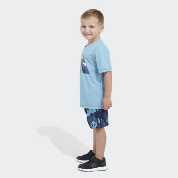 Short Adidas Poly Tee Camo Bleu