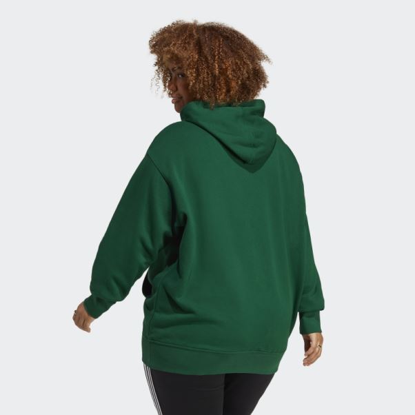 Adidas Sweat à Capuche Trèfle Vert Foncé (grande Taille)